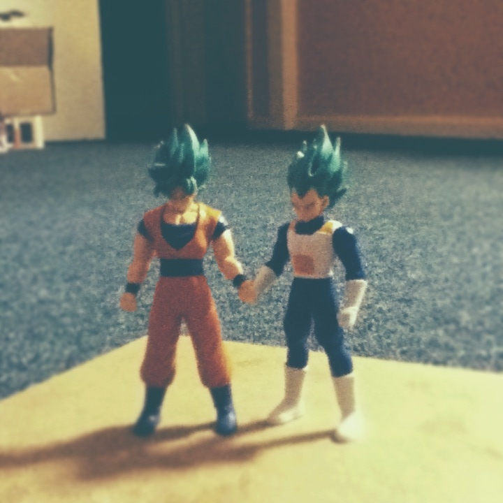 goku and vegeta toys hold hands